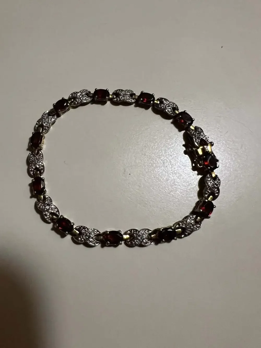 Sterling Silver Garnet Tennis Bracelet